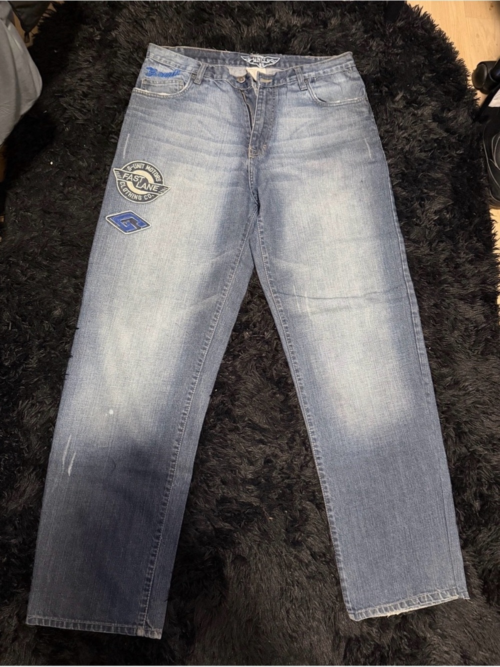 Vintage G-Unit Relaxed Light Blue Patch-Detail Men's Jeans
